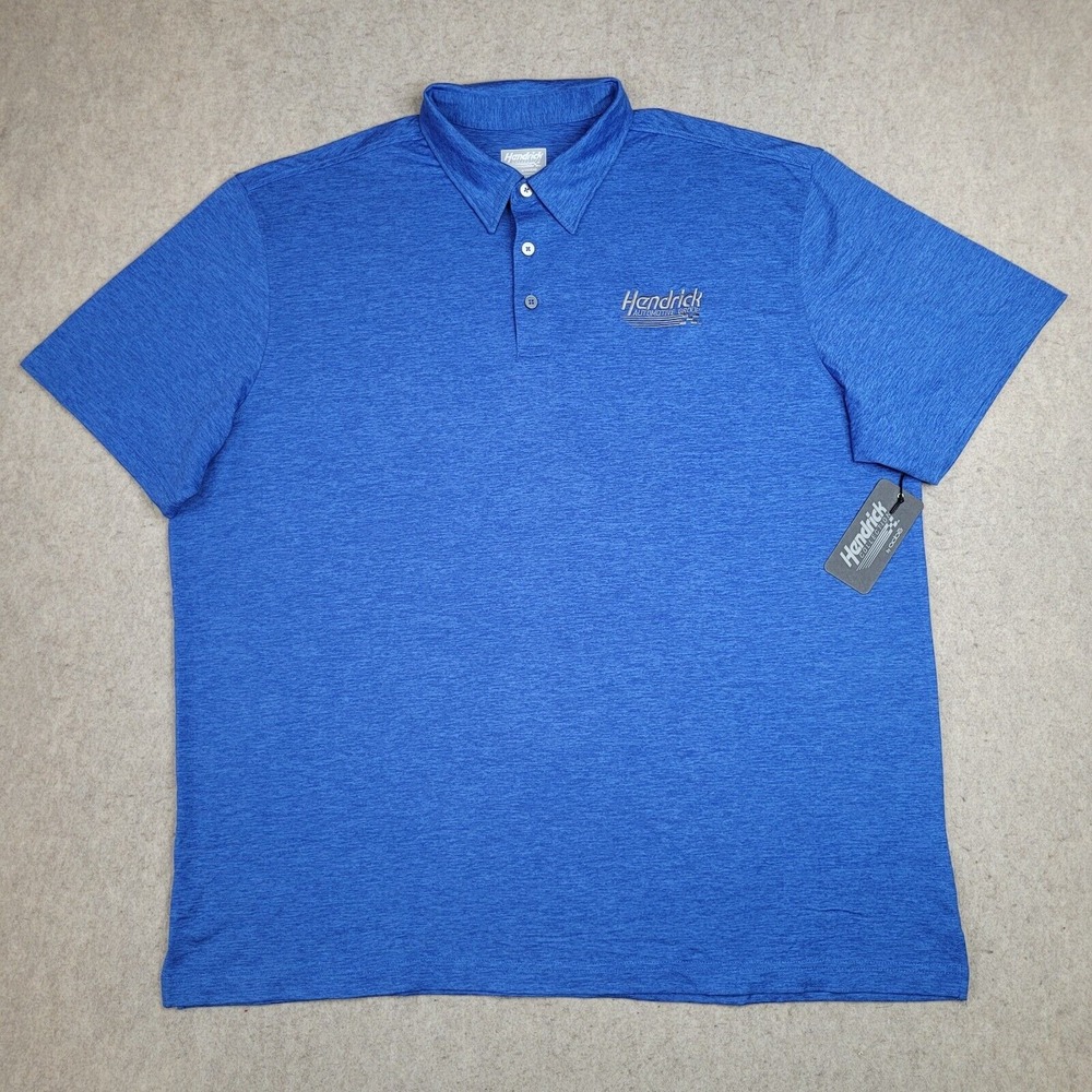 Hendrick Motorsports Polo Shirt Mens 2XL Blue Short‎ Sleeve Performance Logo NEW